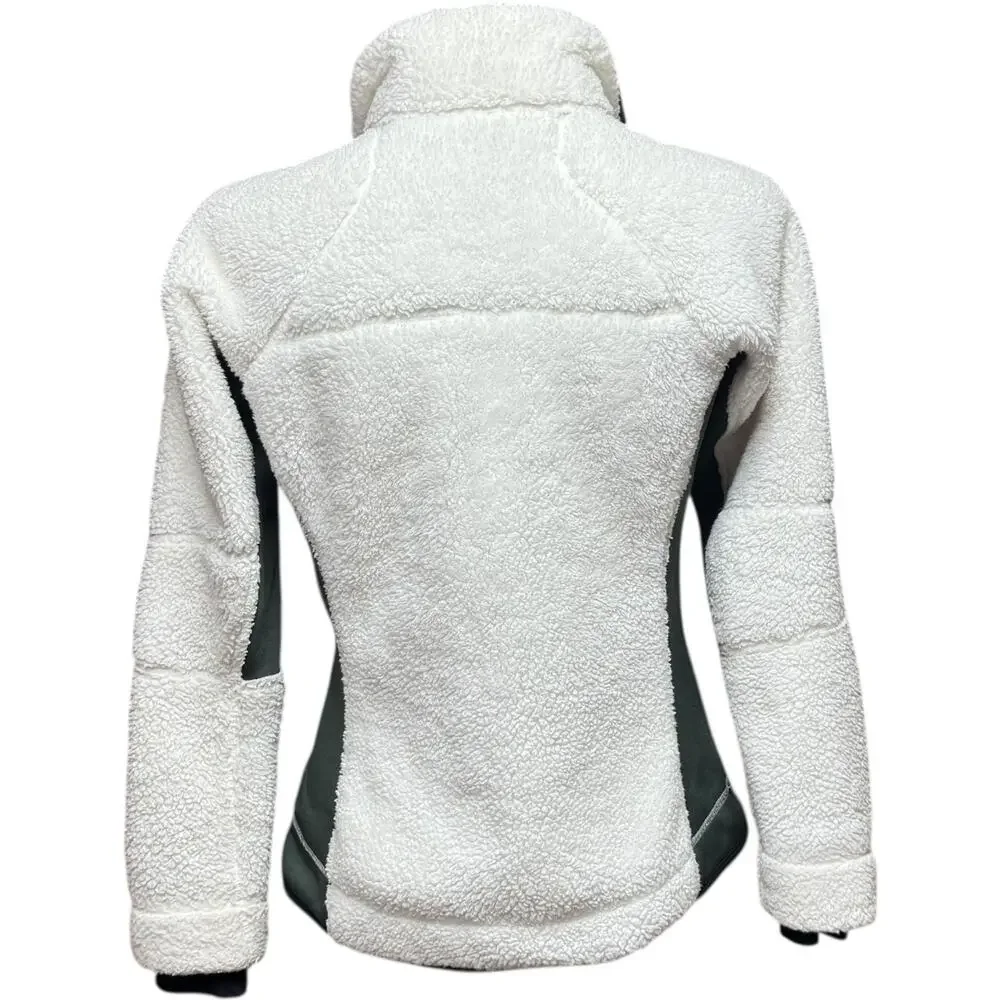 Columbia Sherpa Fleece Jacket Coat White Green Medium